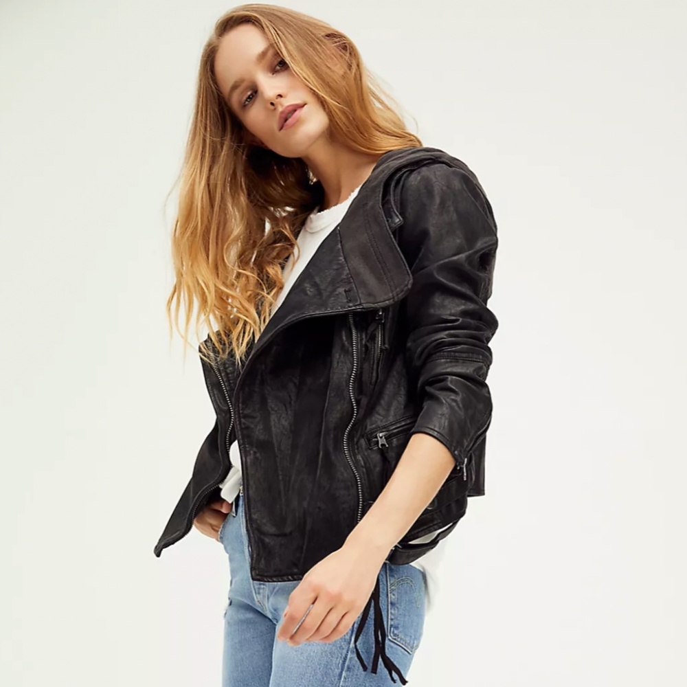 Free People Cleo Hooded Vegan Suede Moto Jacket